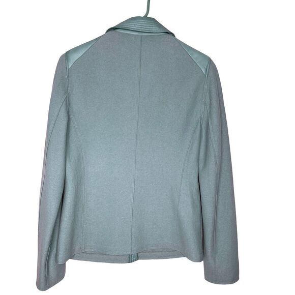 New Carlisle Jacket Women Size 10 Turquoise Wool Collared Snap Up Blazer Pockets - Picture 4 of 9
